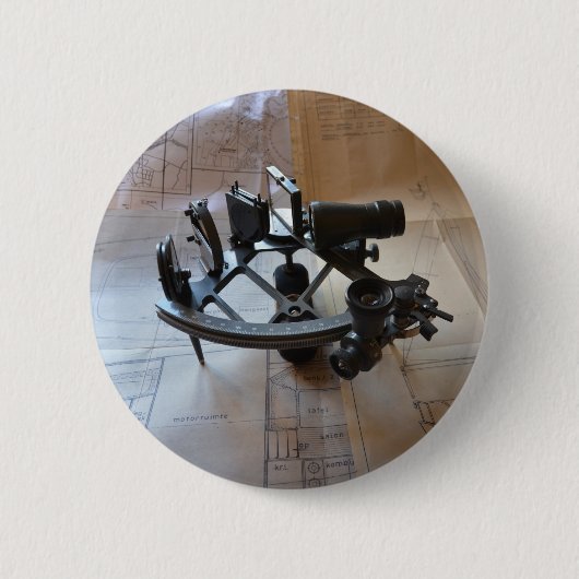 Antieke Sextant Ronde Button 5,7 Cm (Voorkant)