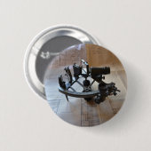 Antieke Sextant Ronde Button 5,7 Cm (Voorkant /achterkant)