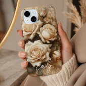 Antieke Shabby Chic Crème Roos Collage Aangepaste Case-Mate iPhone Case