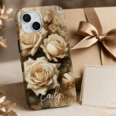 Antieke Shabby Chic Crème Roos Collage Aangepaste Case-Mate iPhone Case