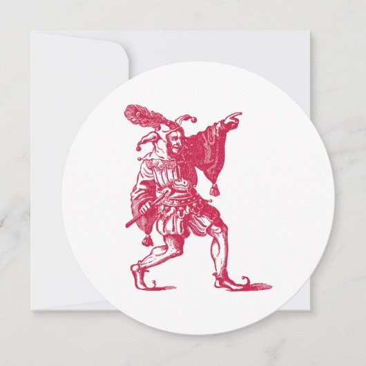 Antieke Shakespeareaanse Nar Illustratie Kaart (Voorkant)