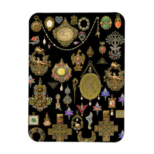 Antieke sieraden Vintage kunstillustraties Magneet