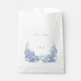 Antieke sierlijke blauwe en witte bedankzakje