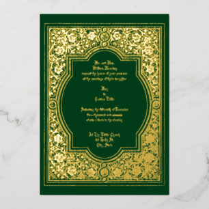 Antieke Sierlijke Bloemrand Bruiloft Folie Uitnodiging