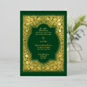 Antieke Sierlijke Bloemrand Bruiloft Folie Uitnodiging (Staand Voorkant)