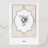 Antieke Sierlijke Bloemrand Bruiloft Folie Uitnodiging (Achterkant)