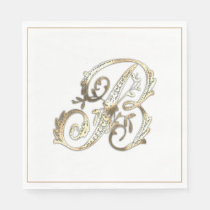 Antieke sierlijke gouden monogram B Servet