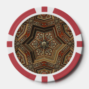 Antieke Sierlijke Gouden Renaissance Geometrische  Poker Chips