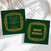 Antieke sierlijke groene Shaadi Mubarak kaart