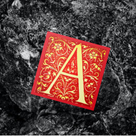 Antieke sierlijke monogram - hoofdletter A Vierkante Visitekaartje