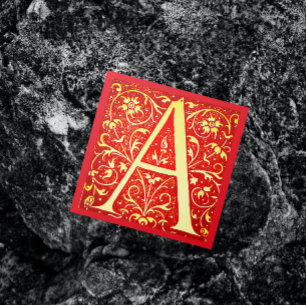 Antieke sierlijke monogram - hoofdletter A Vierkante Visitekaartje