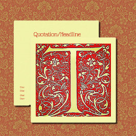 Antieke sierlijke monogram - hoofdletter T vierkan Vierkante Visitekaartje