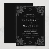 Antieke sierlijst | Elegante donkere zwarte trouwf Kaart (Voorkant / Achterkant)