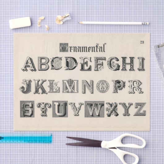 Antieke Siertypografie Tissuepapier (Craft)