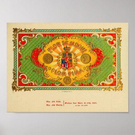 Antieke Sigarenkistje Label Poster (Voorkant)