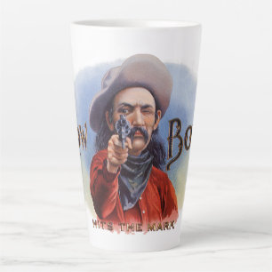Antieke Sigarenlabel Kunst, Cowboy Raakt de Roos Latte Mok