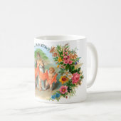 Antieke Sigarettenlabel La Palmiera, Vrouw met Eng Koffiemok (Voorkant rechts)