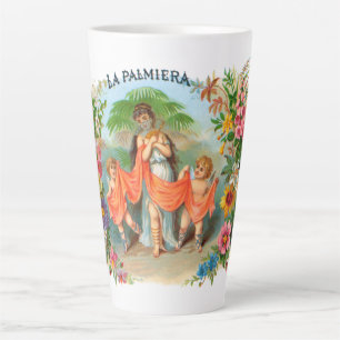 Antieke Sigarettenlabel La Palmiera, Vrouw met Eng Latte Mok