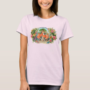 Antieke Sigarettenlabel La Palmiera, Vrouw met Eng T-shirt