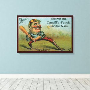 Antieke Sigarettenlabel, Sport Honkbal Tansill Pun Canvas Afdruk