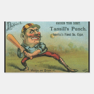 Antieke Sigarettenlabel, Sport Honkbal Tansill Pun Rechthoekige Sticker