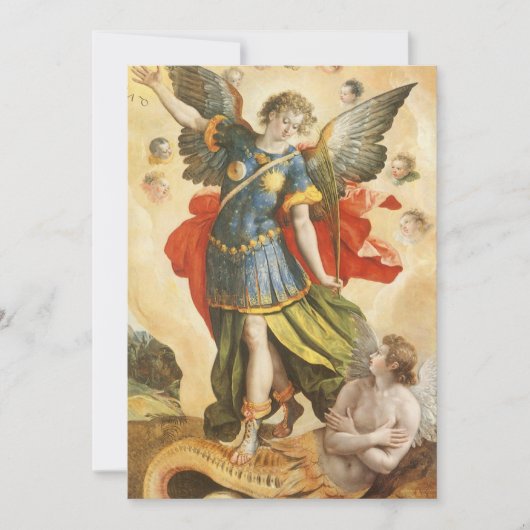 Antieke Sint-Michaël overwint Lucifer uitnodiging (Voorkant)