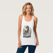 Antieke skelet dinosaurus Halloween kerkhof ontwer Tanktop (Volledige Voorkant)