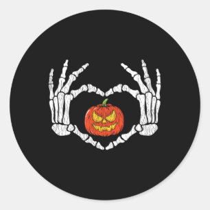 Antieke skelet handen hart liefde pompoen herfst H Ronde Sticker
