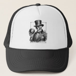 Antieke Skelet met Hoed en 8-Bal Trucker Pet