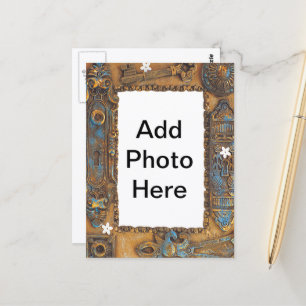 Antieke skelet sleutel lijst voeg uw eigen foto to briefkaart