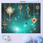 Antieke skelet sleutels op groene achtergrond flyer (Enkel)