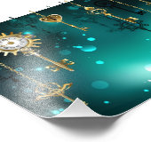 Antieke skelet sleutels op groene achtergrond foto afdruk (Hoek)