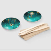 Antieke skelet sleutels op groene achtergrond handwaaier (Niet-gemonteerd)