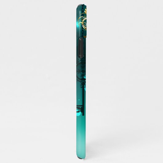 Antieke skelet sleutels op groene achtergrond iPhone hoesje (Rechterkant)