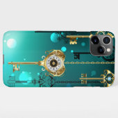 Antieke skelet sleutels op groene achtergrond iPhone hoesje (Achterkant horizontaal)