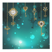 Antieke skelet sleutels op groene achtergrond kubus (Rechts)