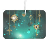 Antieke skelet sleutels op groene achtergrond luchtverfrisser (Achterkant)