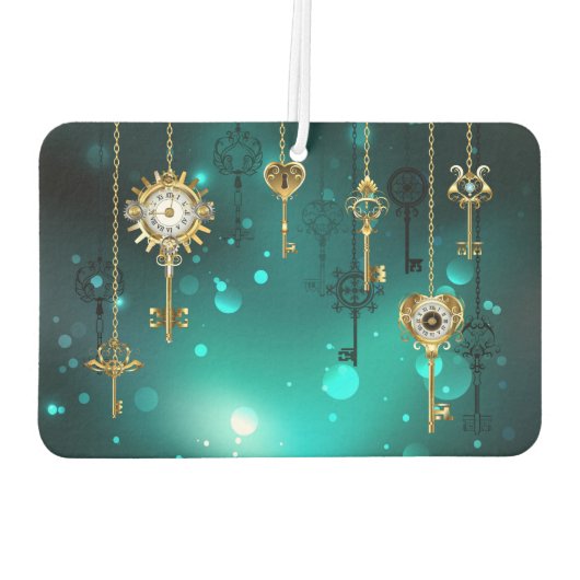 Antieke skelet sleutels op groene achtergrond luchtverfrisser (Achterkant)