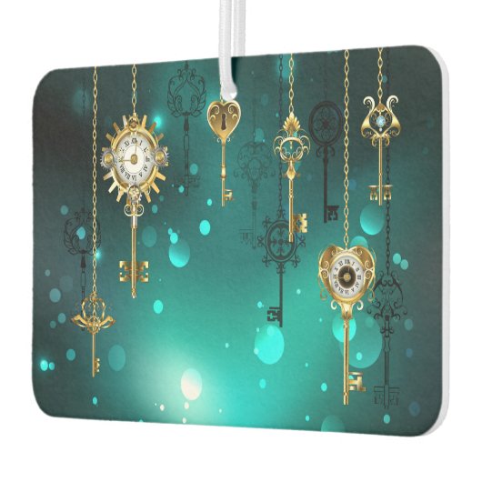 Antieke skelet sleutels op groene achtergrond luchtverfrisser (Links)