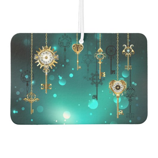 Antieke skelet sleutels op groene achtergrond luchtverfrisser (Voorkant)