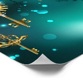 Antieke skelet sleutels op groene achtergrond poster (Hoek)