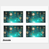 Antieke skelet sleutels op groene achtergrond rechthoekige sticker (Vel)