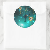 Antieke skelet sleutels op groene achtergrond ronde sticker (Tas)