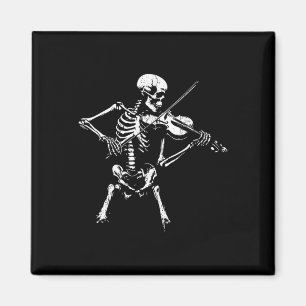 Antieke Skelet Vioolspelend Halloween Rock Magneet