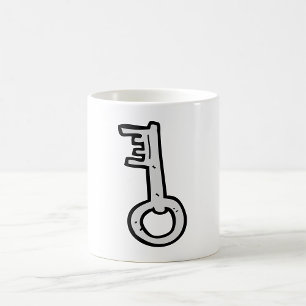 Antieke Skeletsleutel Handgetekend Zilver Antiek Koffiemok