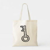 Antieke Skeletsleutel Handgetekend Zilver Antiek Tote Bag (Achterkant)