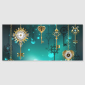 Antieke skeletsleutels op een groene achtergrond magnetische uitnodiging (Voorkant)