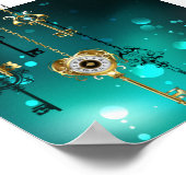 Antieke skeletsleutels op een groene achtergrond poster (Hoek)