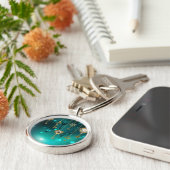 Antieke skeletsleutels op een groene achtergrond sleutelhanger (Zijkant)