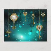 Antieke skeletsleutels op groene achtergrond advieskaart (Voorkant)